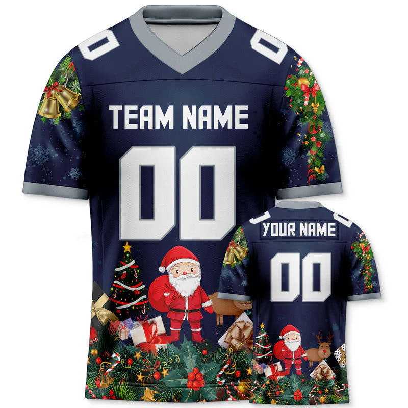 CHRISTMAS DAY CUSTOM NAVY WHITE-GRAY SANTA CLAUS AUTHENTIC FOOTBALL JERSEY1