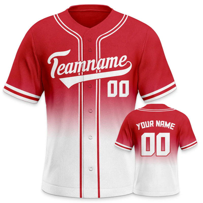 Custom Red White Authentic Fade Fashion Baseball Jersey